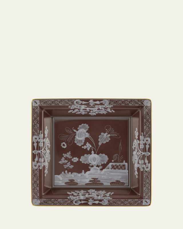 Oriente Italiano Large Square Change Tray, Castagna